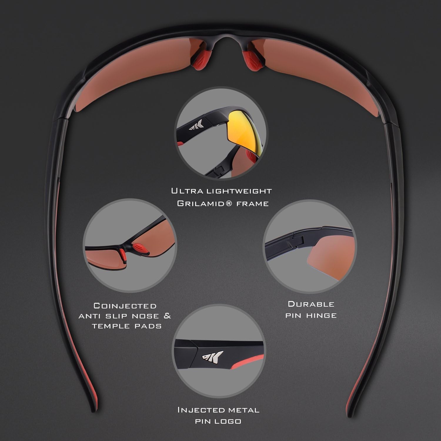Cuivre Polarized Sport Sunglasses for Men and Women, Matte Blue Frame,Smoke Lens
